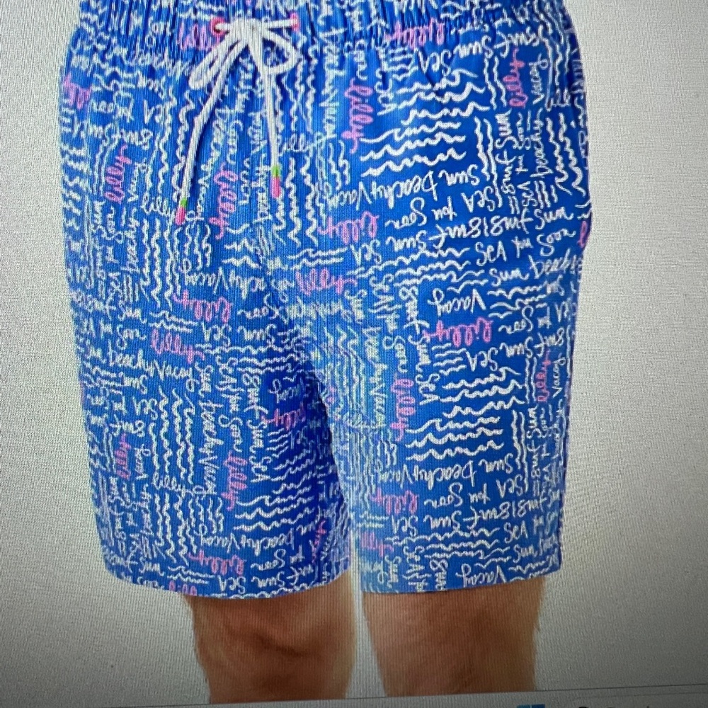 NWT Lilly Pulitzer Men's Stuff Del Lago Swim Trunks Sunwashed Blue Seacrets L